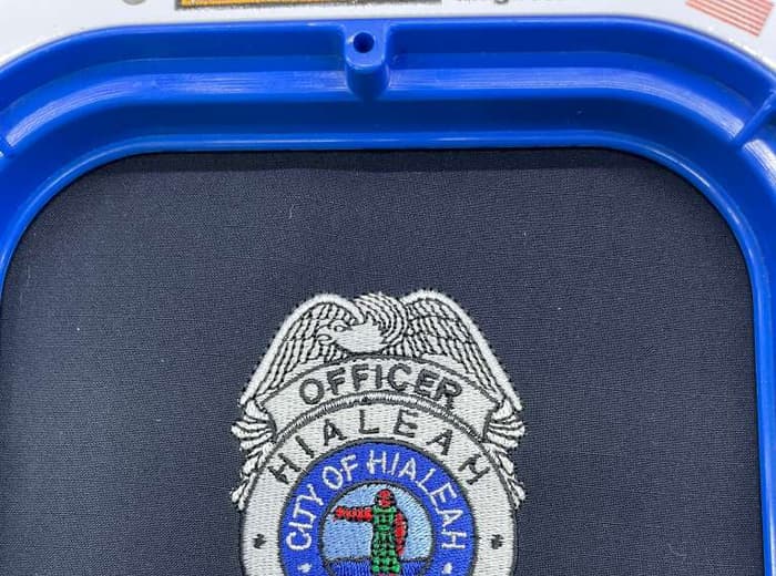 Multi-color police badge embroidery in the hoop