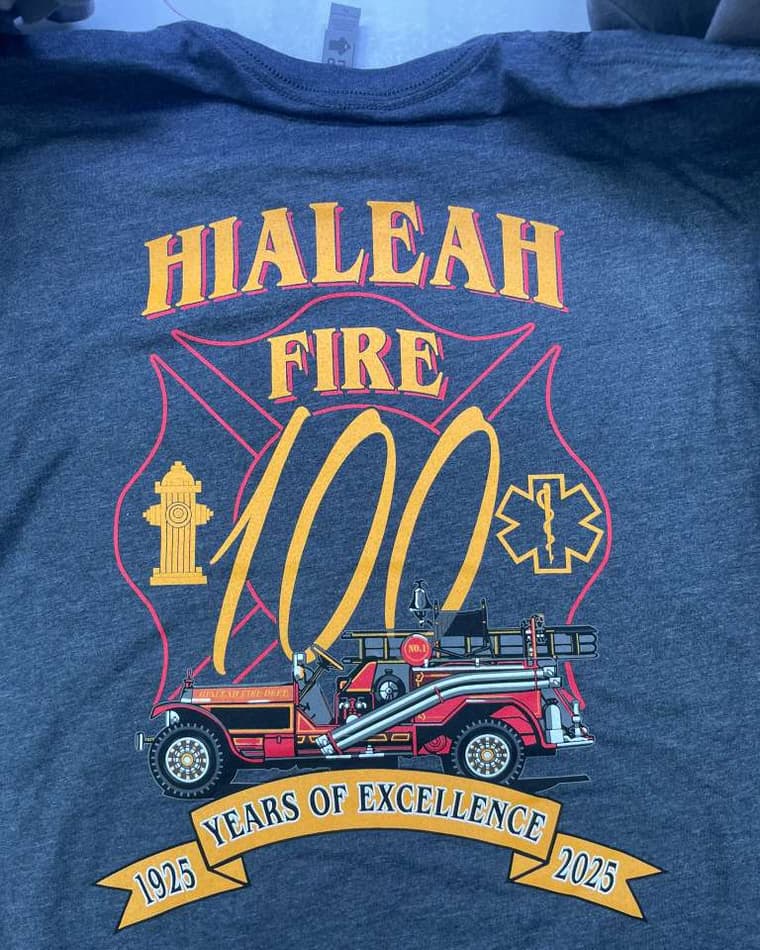 Centennial event t-shirt with multi-color front print