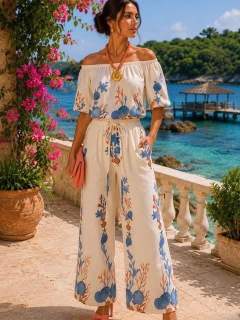 Floral off-shoulder set